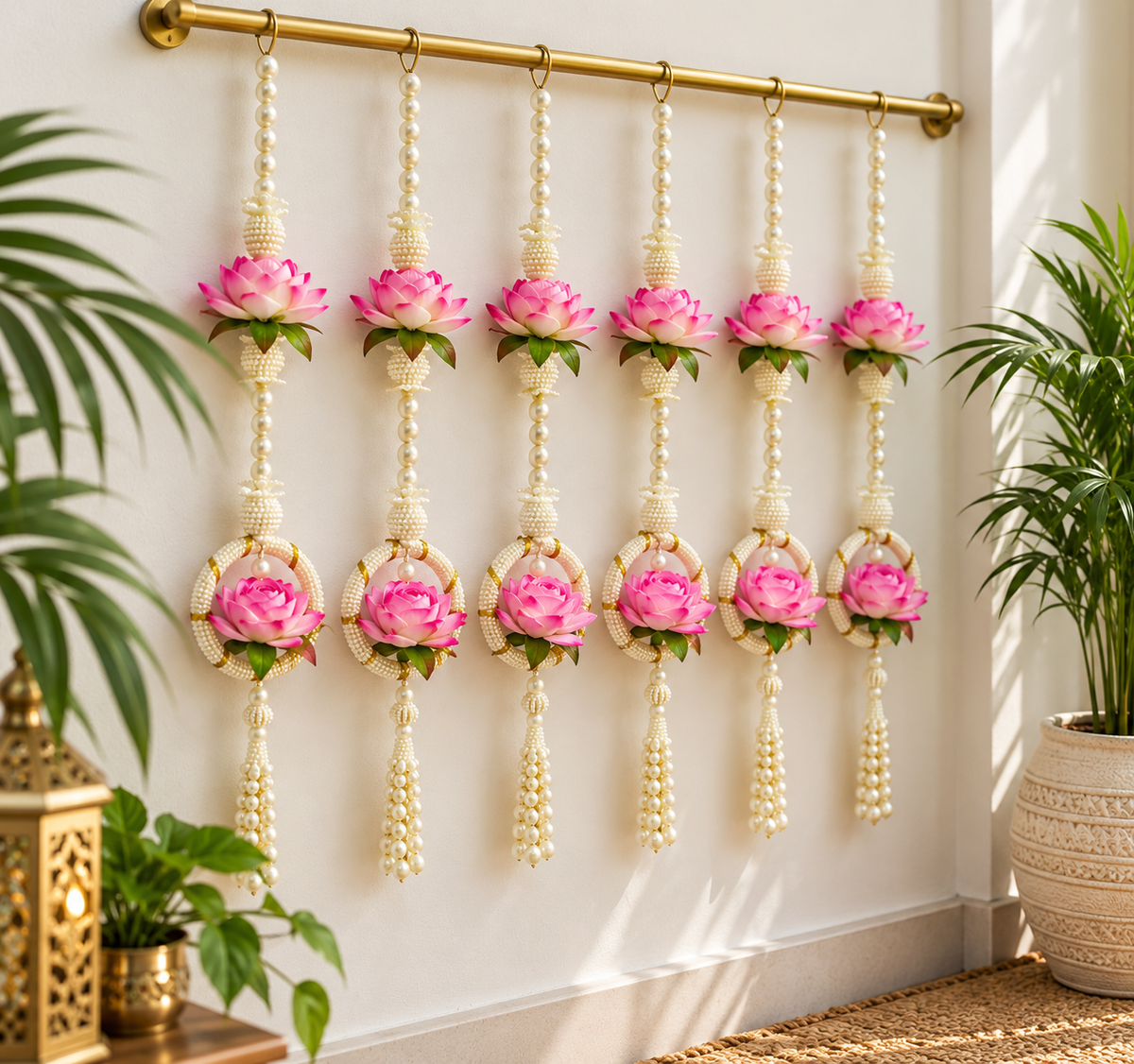 Pink Lotus & Pearl Hanging Garlands