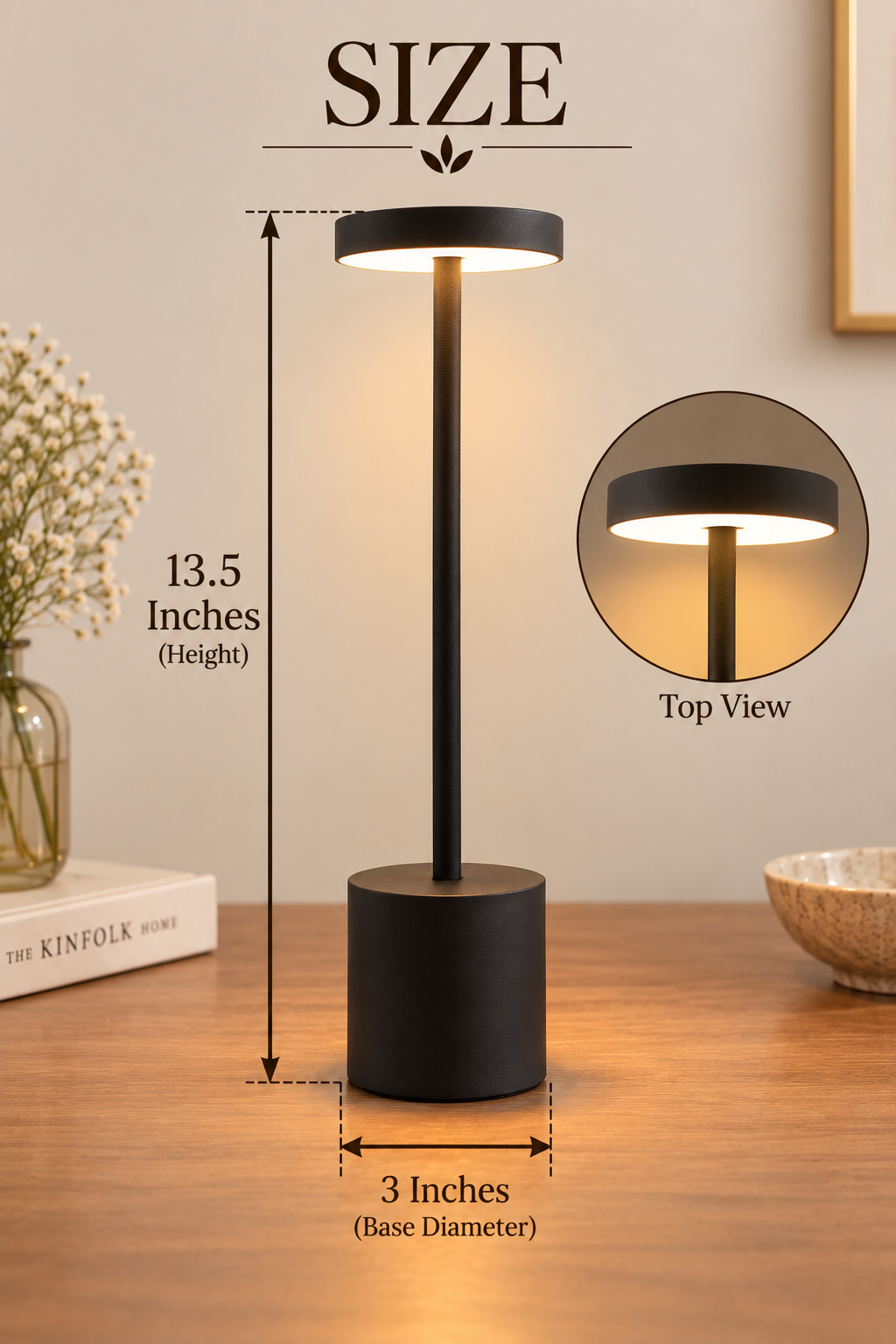 Cordless LED Table Lamp – Rechargeable Touch Lamp with Dimming & 3 Colour Modes (Pack of 1)