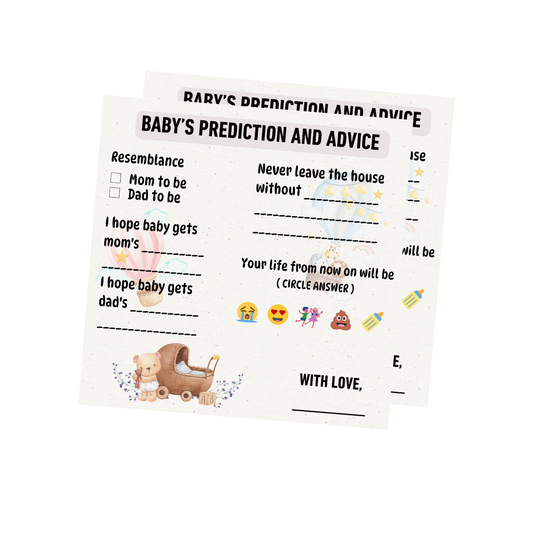 Baby's Prediction and Advice Cards, Teddy Bear Para Theme