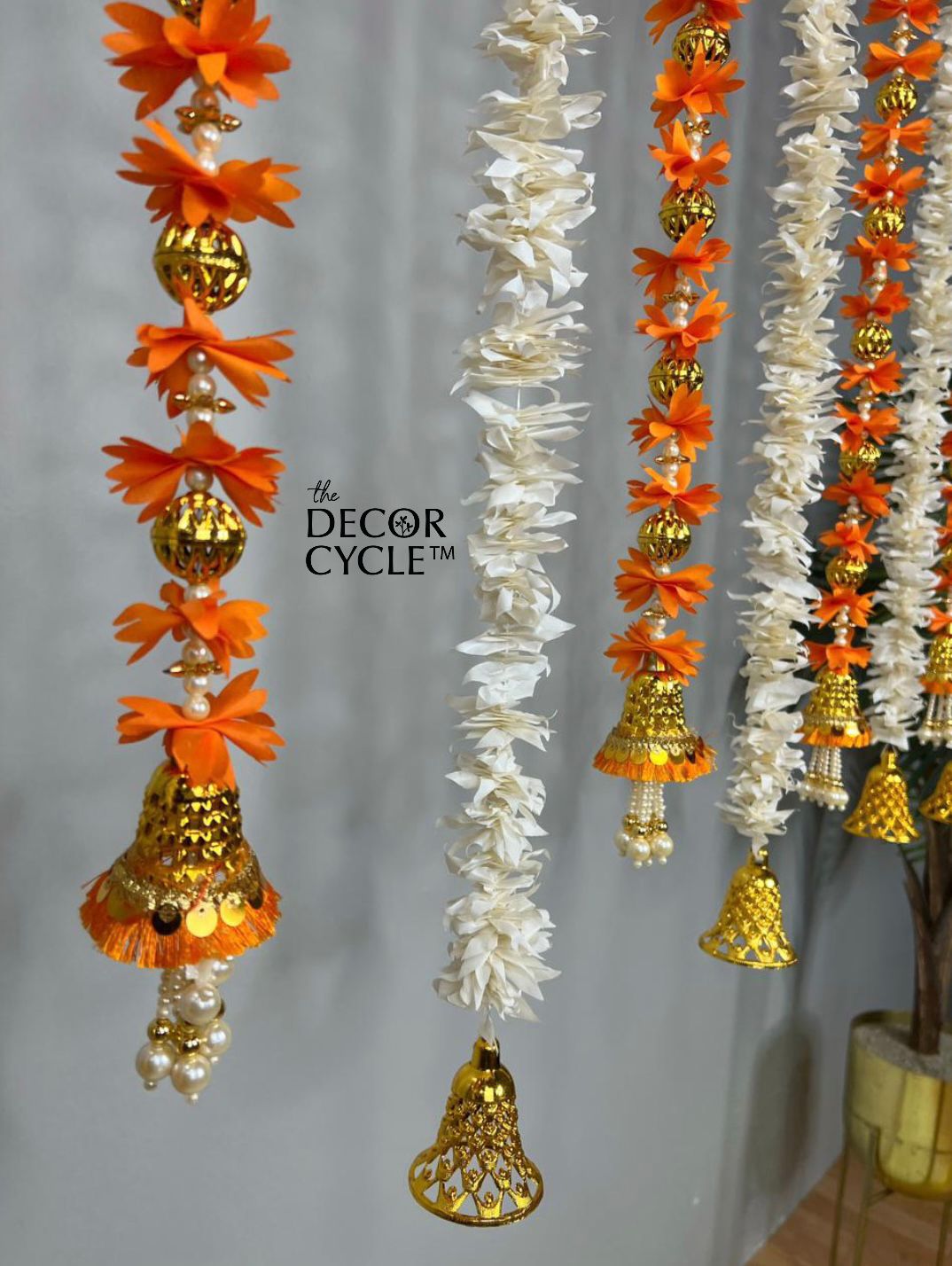 Orange Tassels and Jasmine Garlands Combo - The Decor Cycle