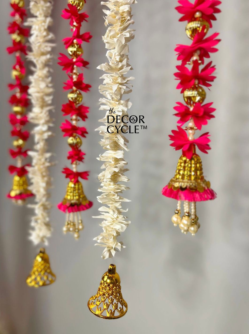 Pink Tassels and Jasmine Bell Garlands Combo - The Decor Cycle