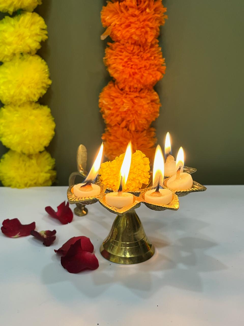 Brass Panch Aarti Diya - The Decor Cycle