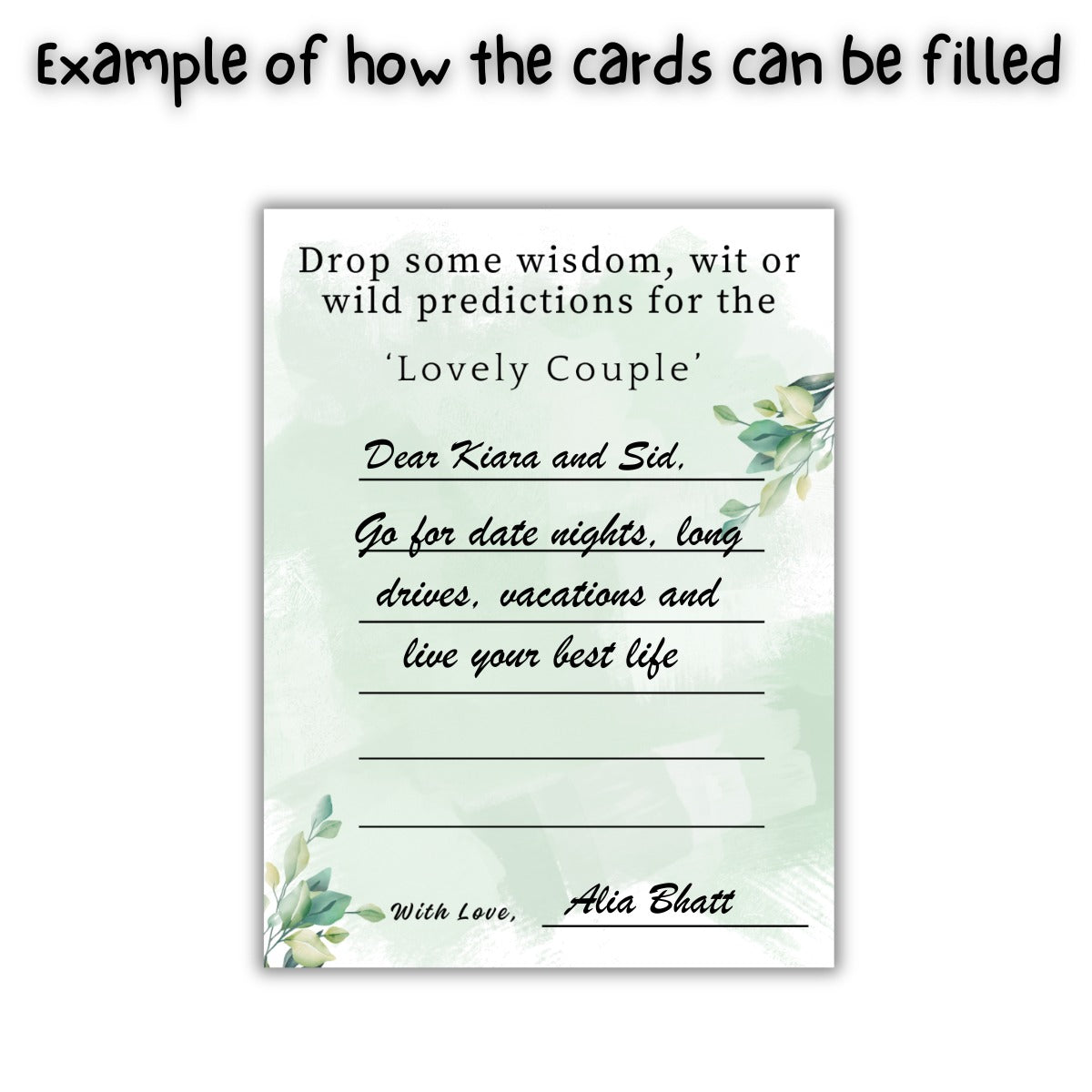Wisdom, Wit or Prediction Cards for the Couple (Floral Theme) - The Decor Cycle