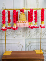 Pink Tassels and Bell Pooja Decor Set - The Decor Cycle