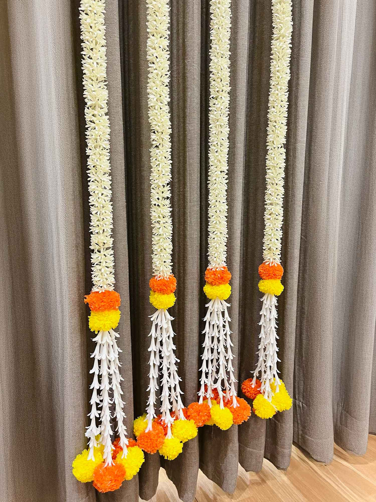 Jasmine and Marigold Garlands (yellow and orange) - The Decor Cycle