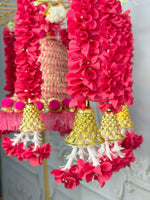 Pink Tassels and Bell Pooja Decor Set - The Decor Cycle