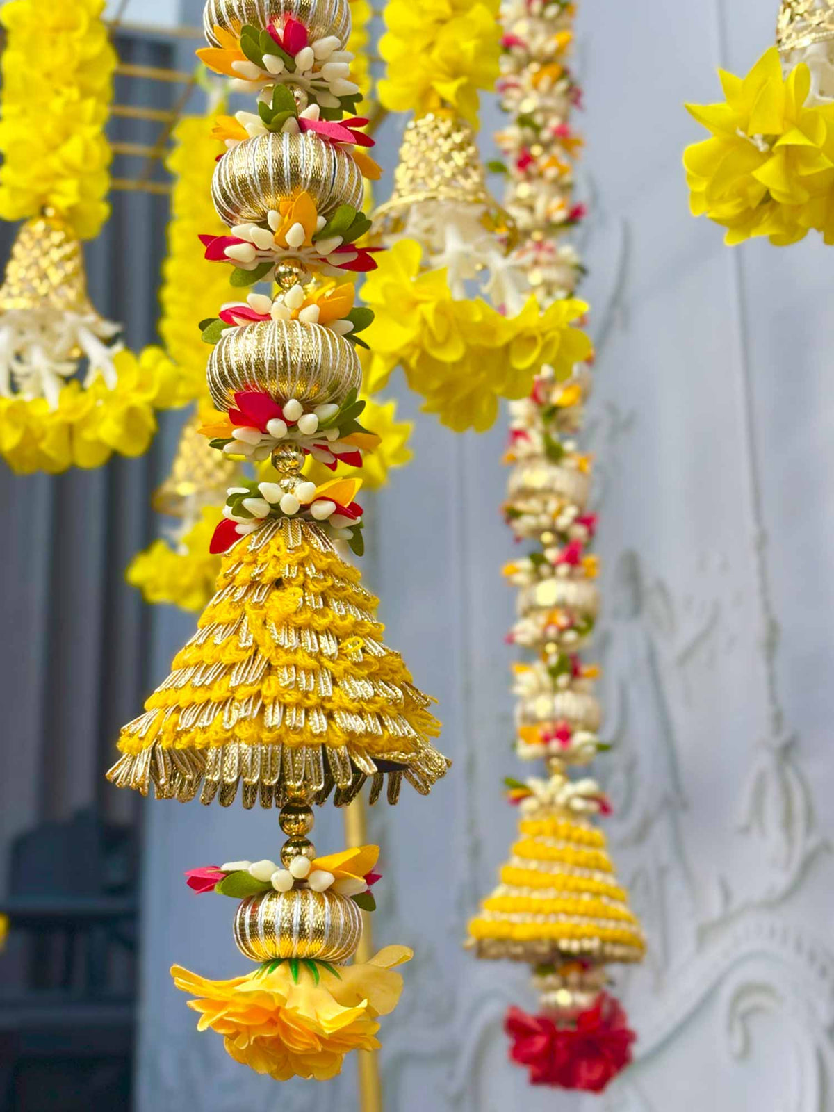 Yellow Tassels Pooja Decor Set - The Decor Cycle
