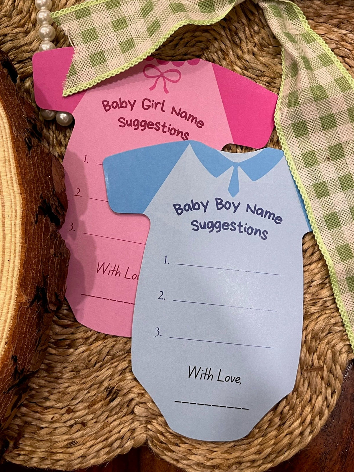 Name Suggestion Cards (Romper Shape, Blue and Pink)