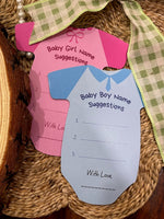 Name Suggestion Cards (Romper Shape, Blue and Pink)