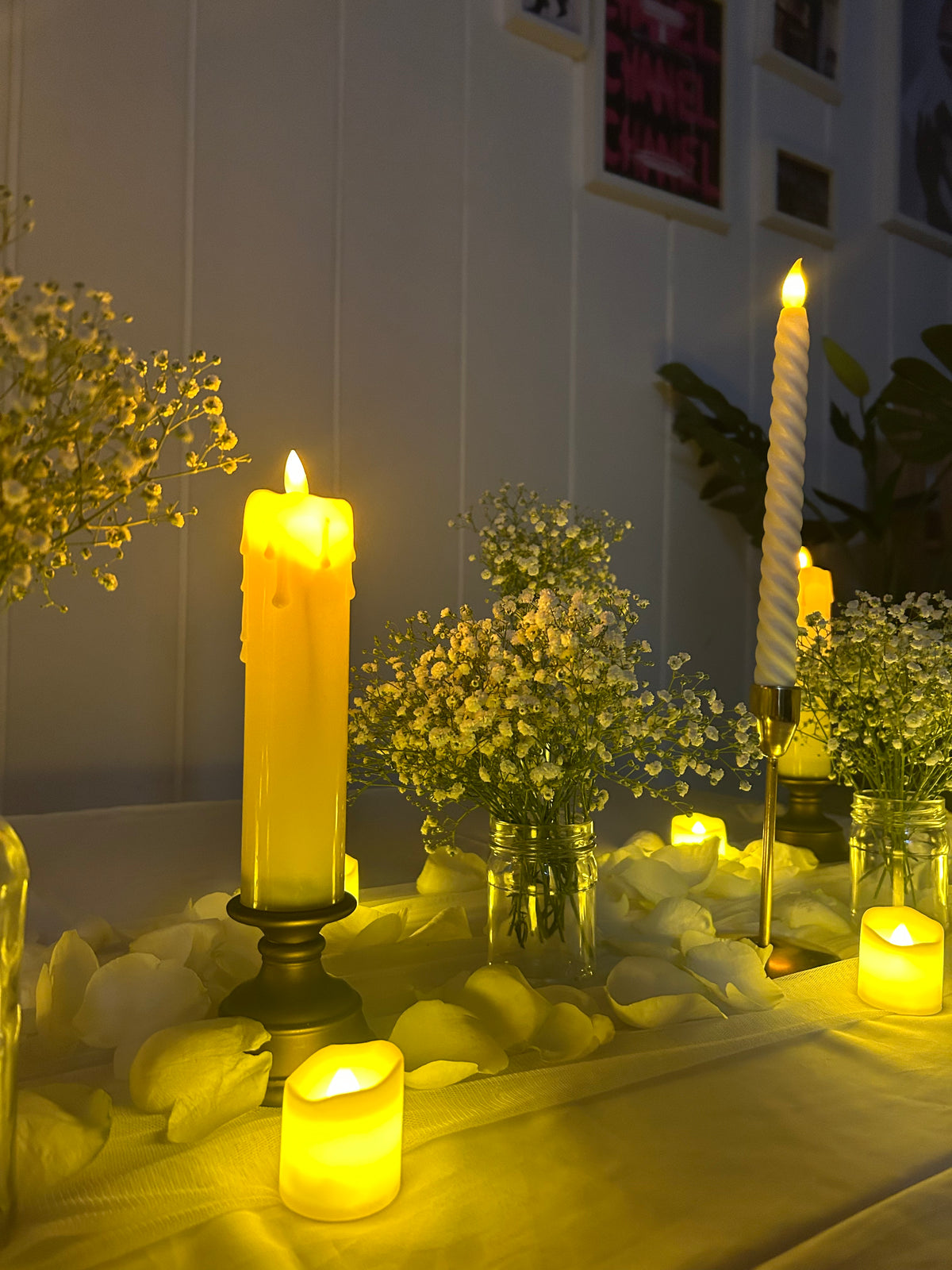 LED Pillar Candles with Rustic Stand