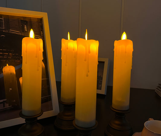 LED Pillar Candles with Rustic Stand