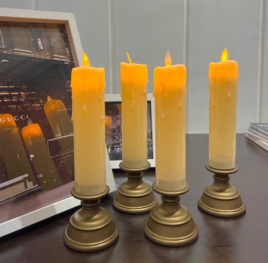 LED Pillar Candles with Rustic Stand