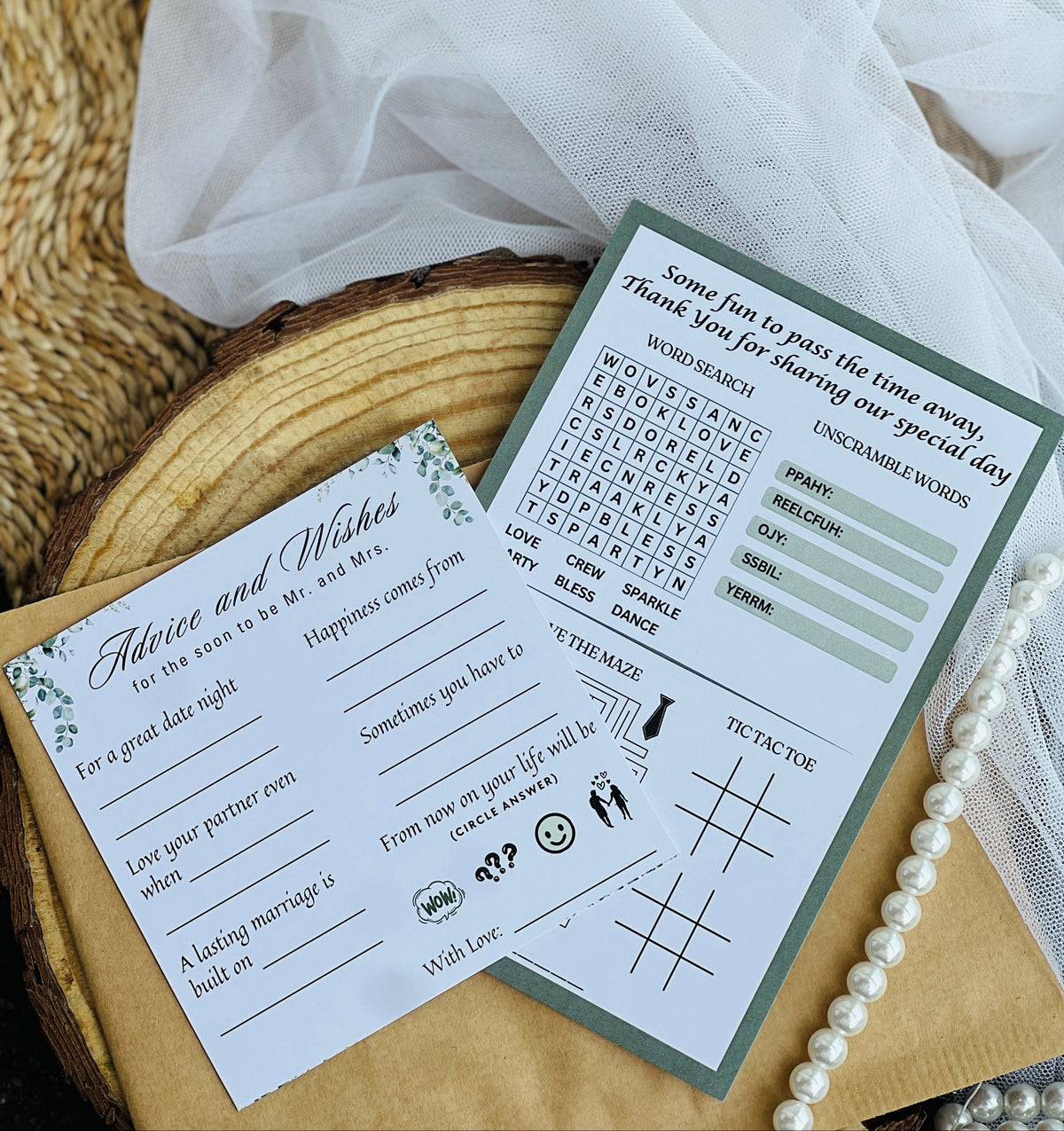 Guess the Mr. and Mrs. Traits and Advice and Wishes Cards Combo