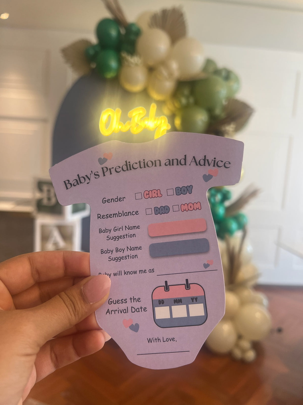 Baby Shower Cards (Romper Shape, Purple)