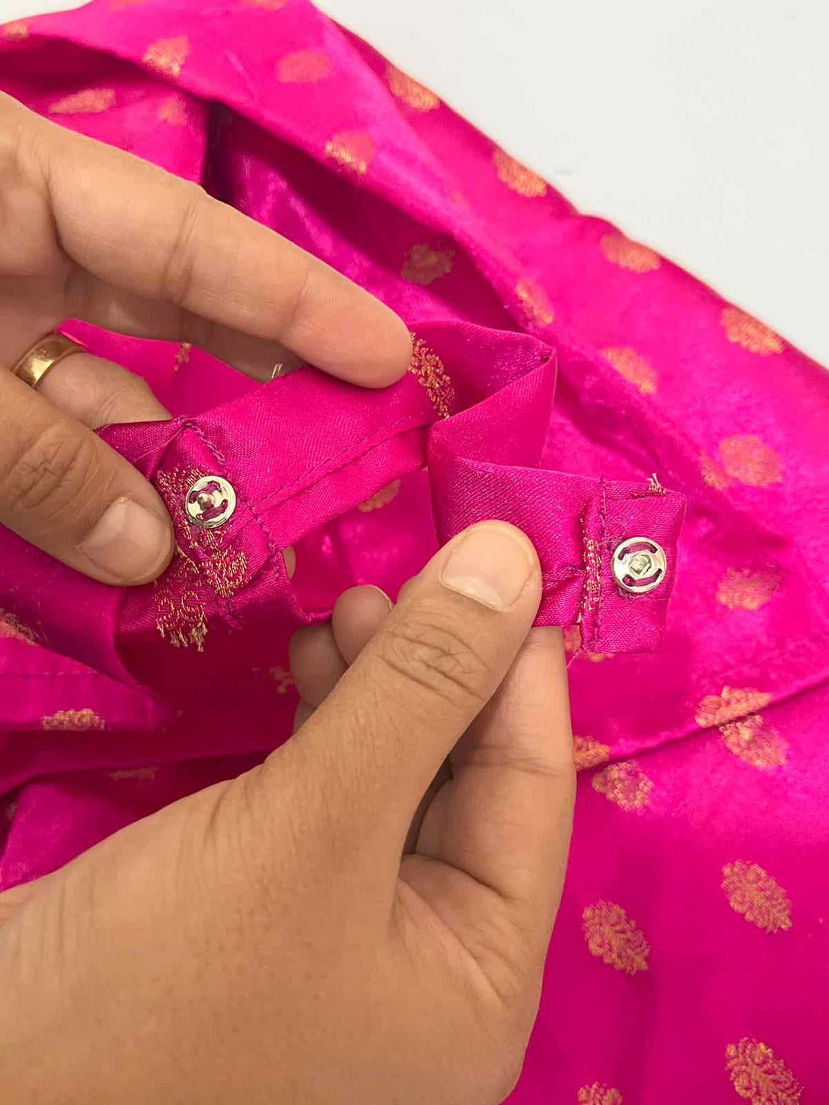 Pink Brocade Cloth With Pearl Tassels