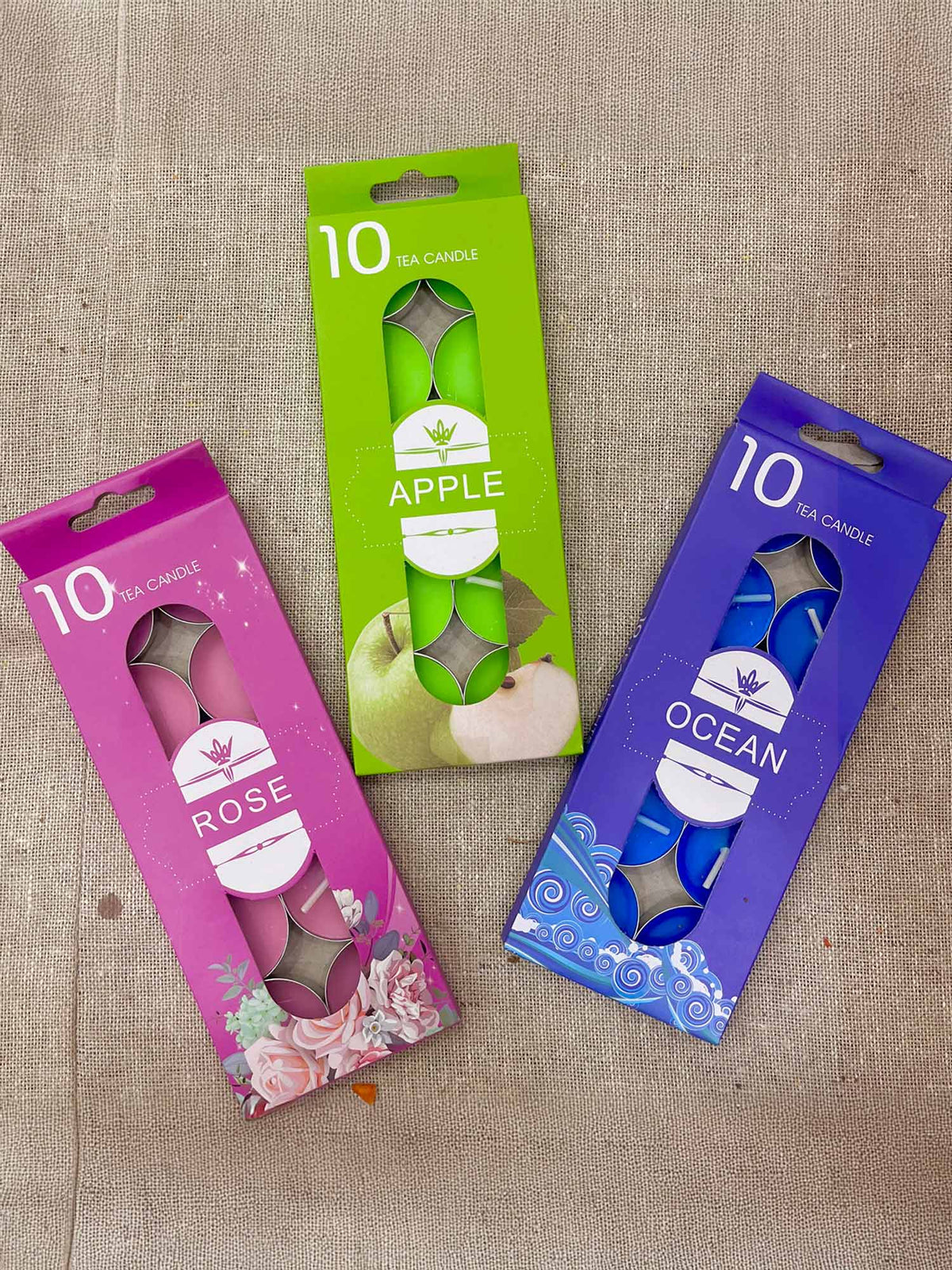 Scented Tealights Pack of 3- Ocean, Rose and Apple