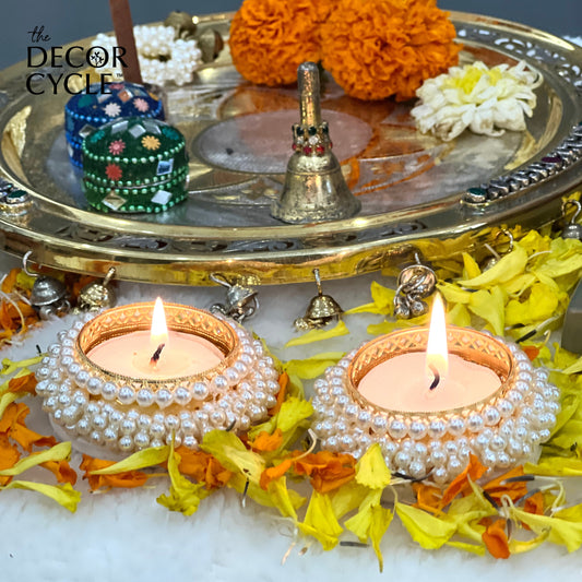 Pearl Diyas (set of 4)