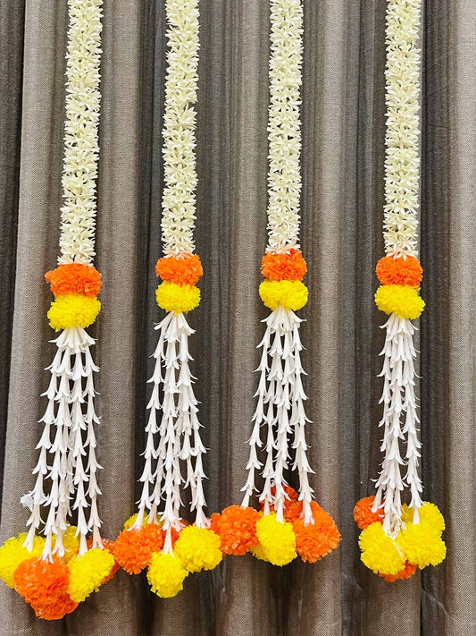Jasmine and Marigold Garlands (yellow and orange) - The Decor Cycle