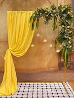 Butter Yellow Drape and Glass Balls Decor Set