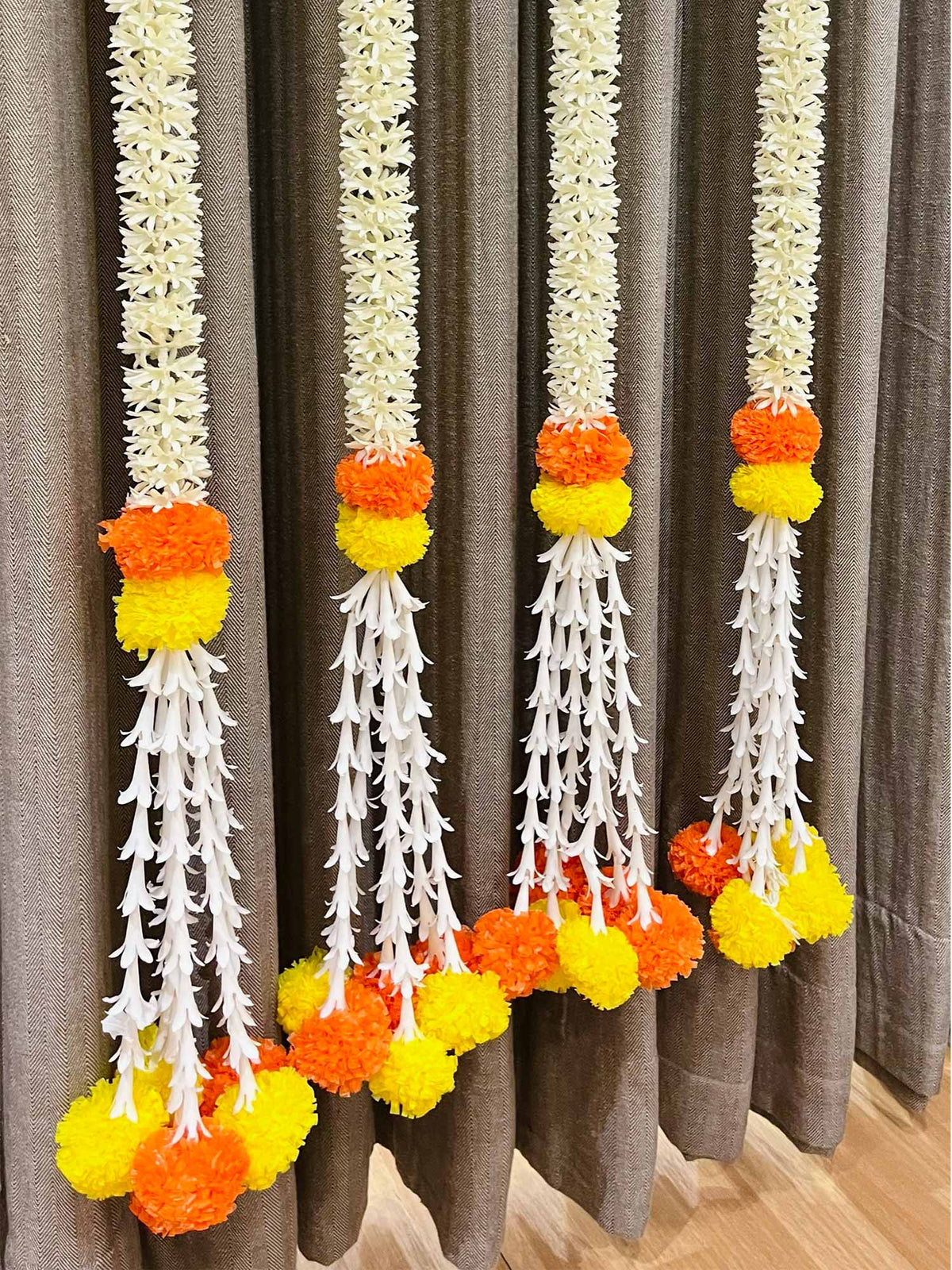 Jasmine and Marigold Garlands (yellow and orange) - The Decor Cycle
