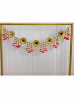Pink Flower Mirror Toran with Hangings