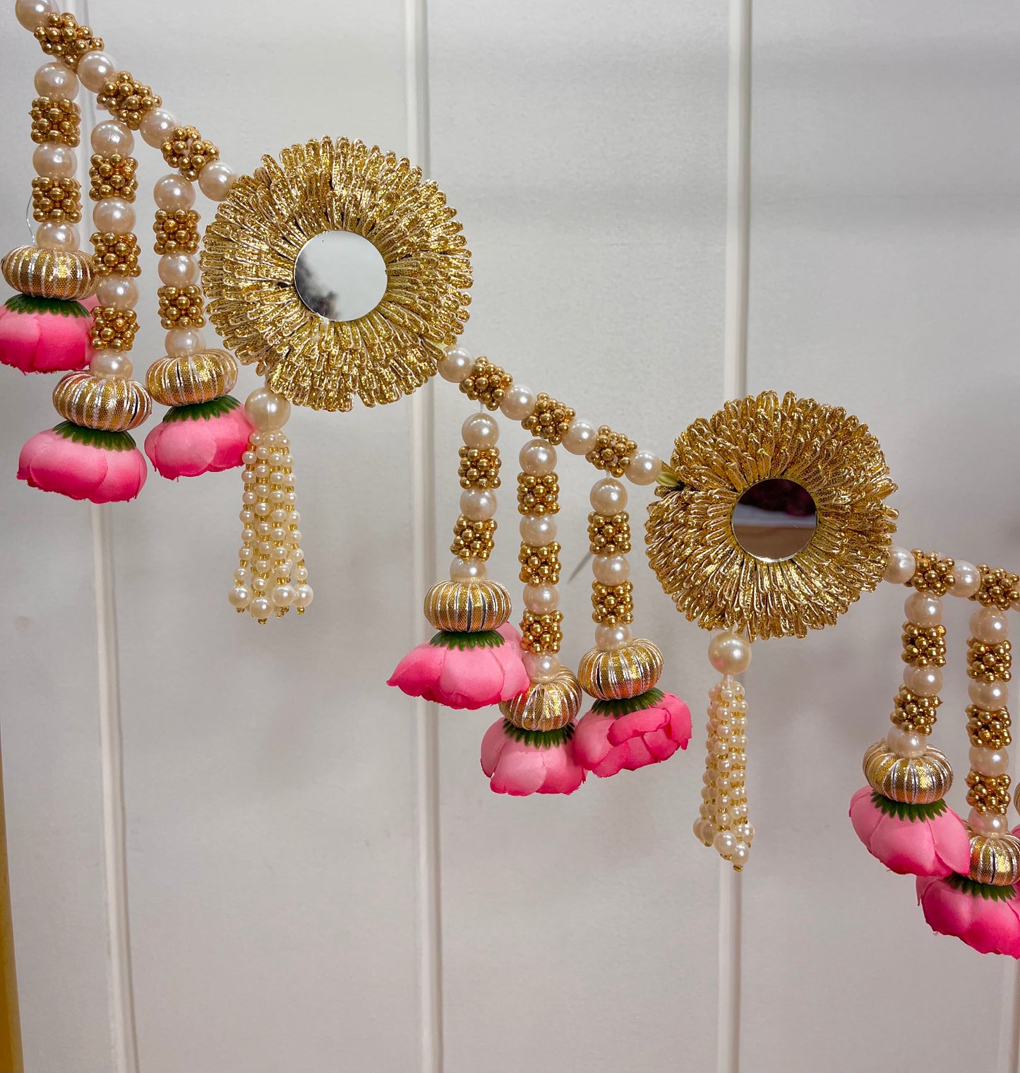 Pink Flower Mirror Toran