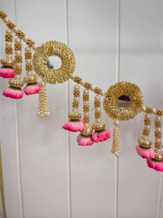 Pink Flower Mirror Toran