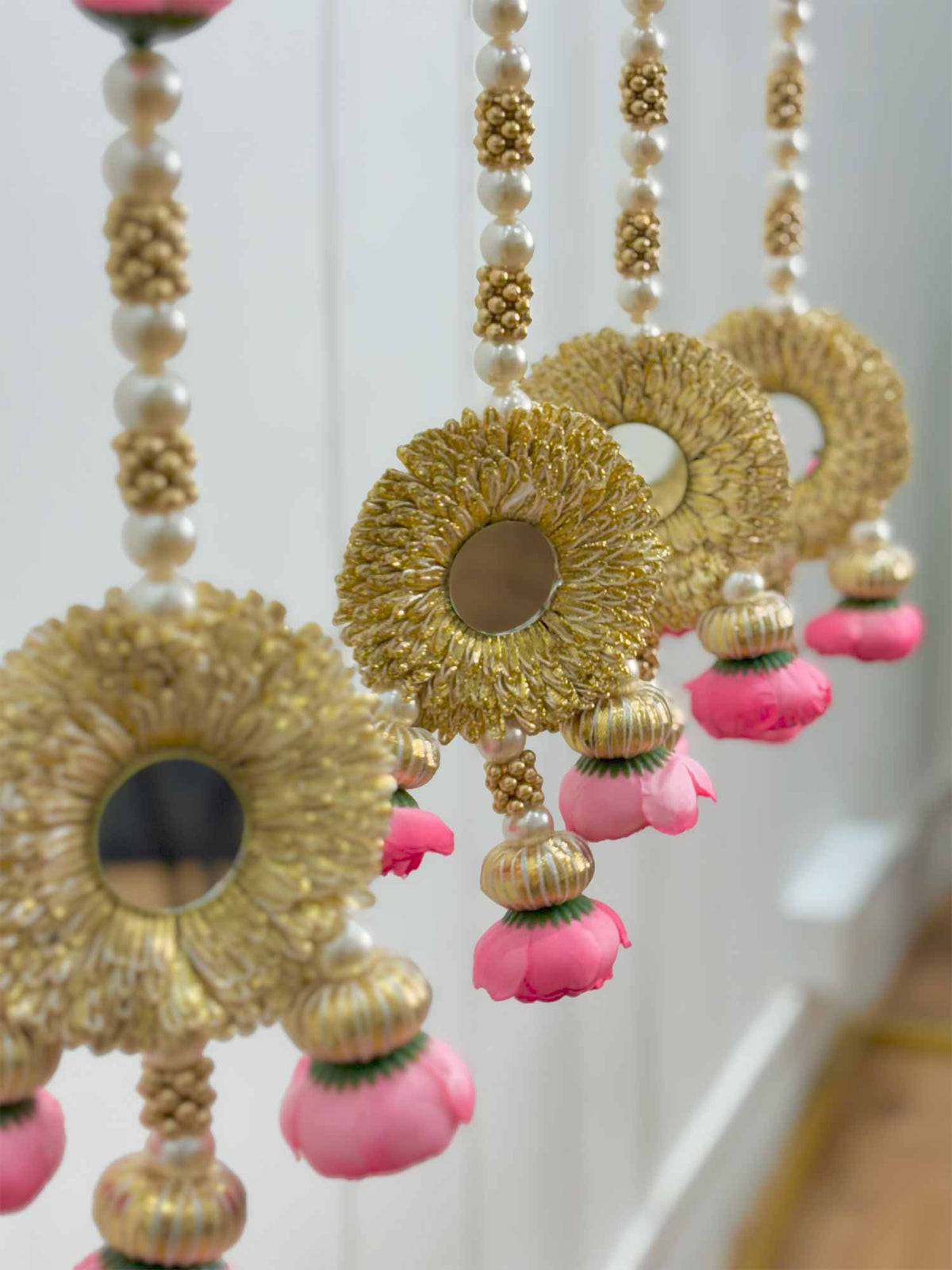 Pink Rose and Mirror Tassels