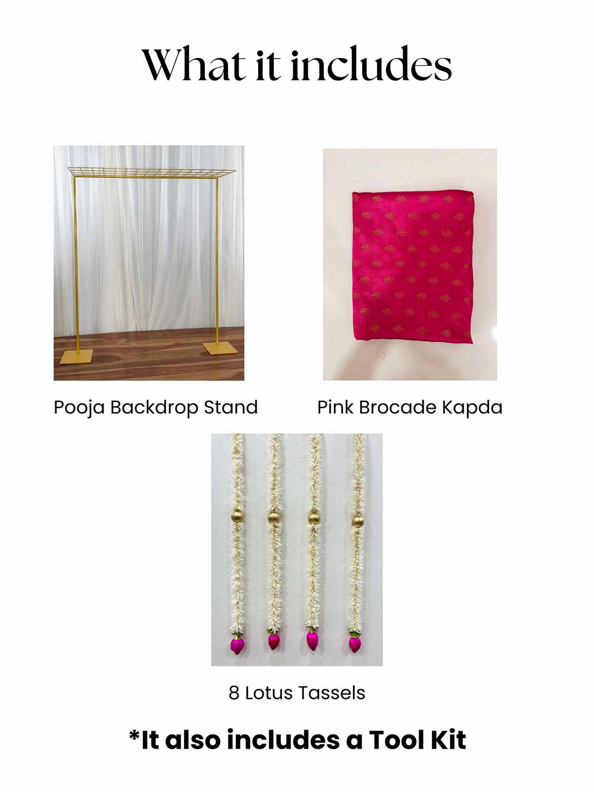 Pink Brocade Cloth With Lotus Tassels