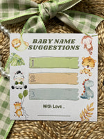 Safari Theme Baby Shower Name Suggestions Cards