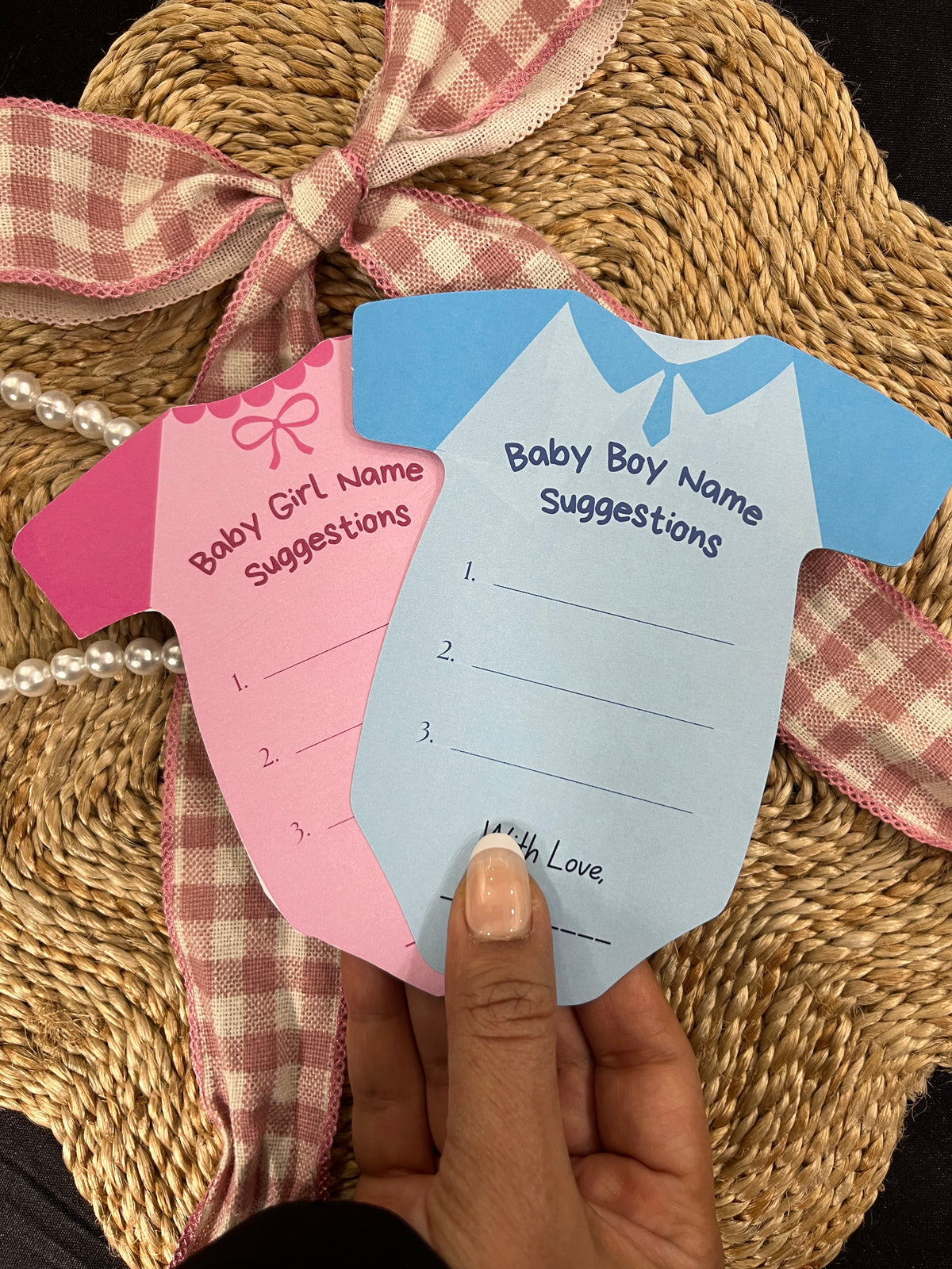 Name Suggestion Cards (Romper Shape, Blue and Pink)