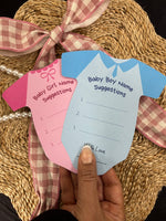 Name Suggestion Cards (Romper Shape, Blue and Pink)