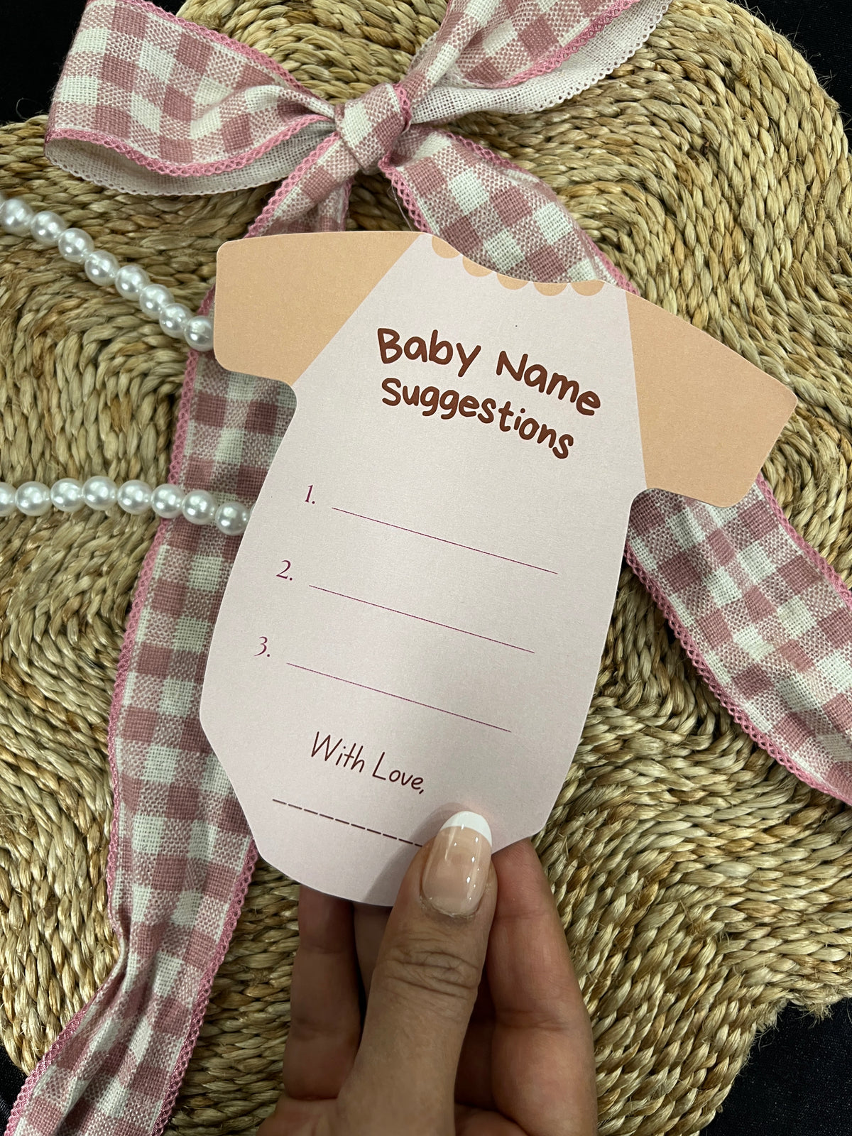 Baby Shower Cards (Romper Shape, Brown)