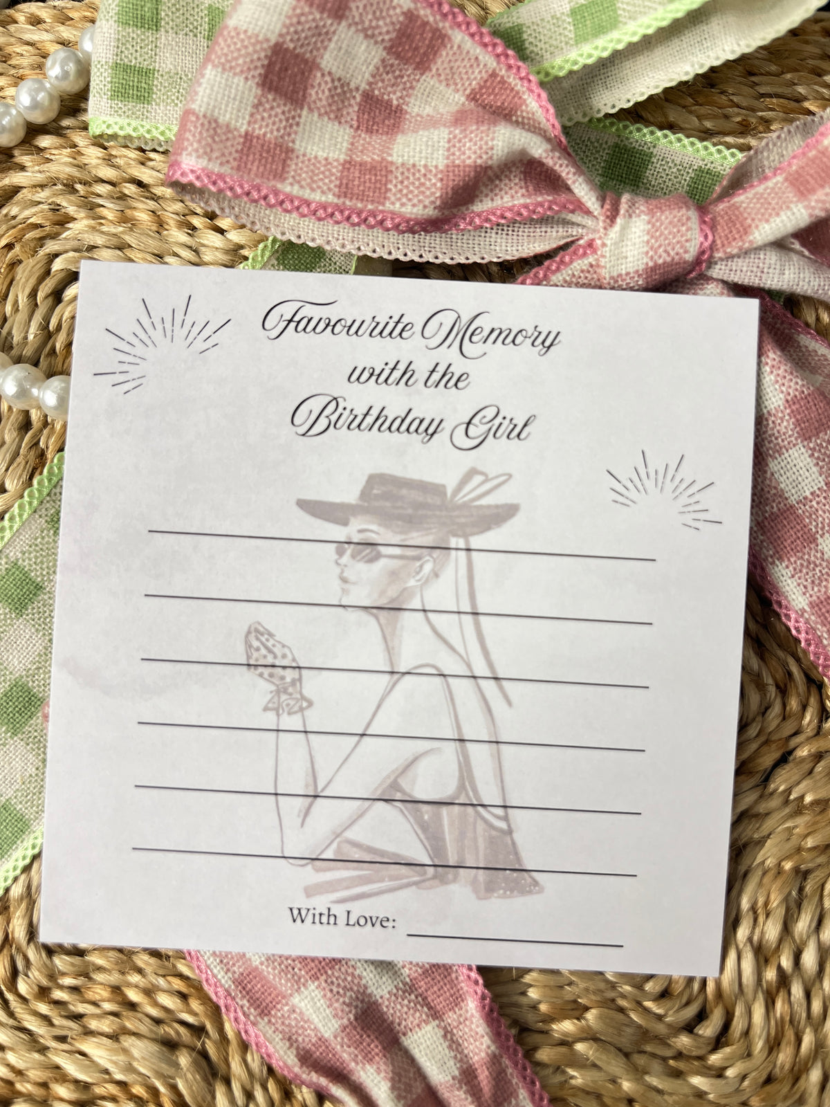 Favorite Memory with the Birthday Girl Cards