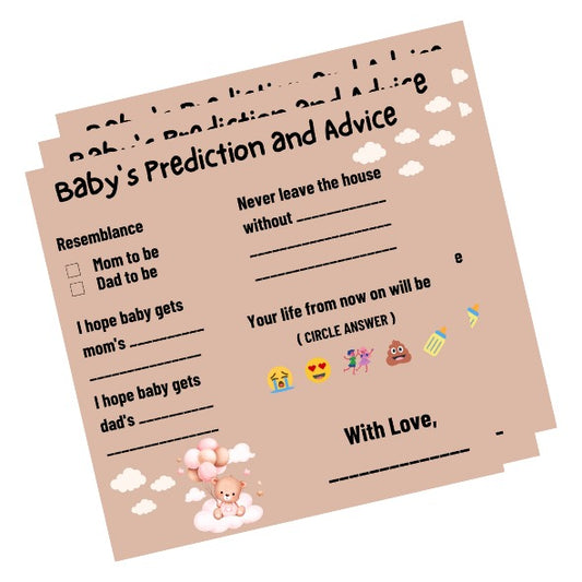 Baby's Prediction and Advice Cards, Teddy Bear Theme