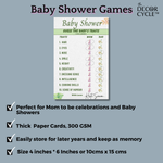 Safari Theme Baby Shower Guess the Traits Cards