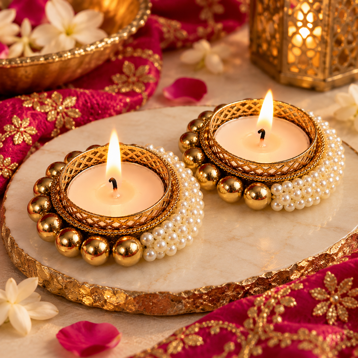 Pearl Moonlight Diyas (set of 4)