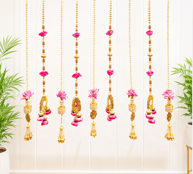 Pearl Flower and Mirror Tassels Combo