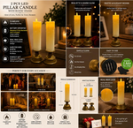 LED Pillar Candles with Rustic Stand