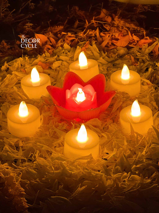 Lotus and Tea Light Rangoli Combo