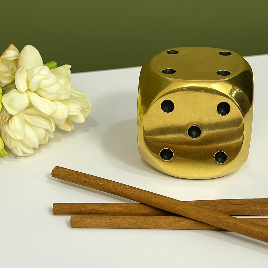 Brass Dice Shaped Agarbatti Holder