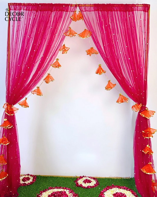 DIY Pink Drape with Orange Tissue Tassel Kit