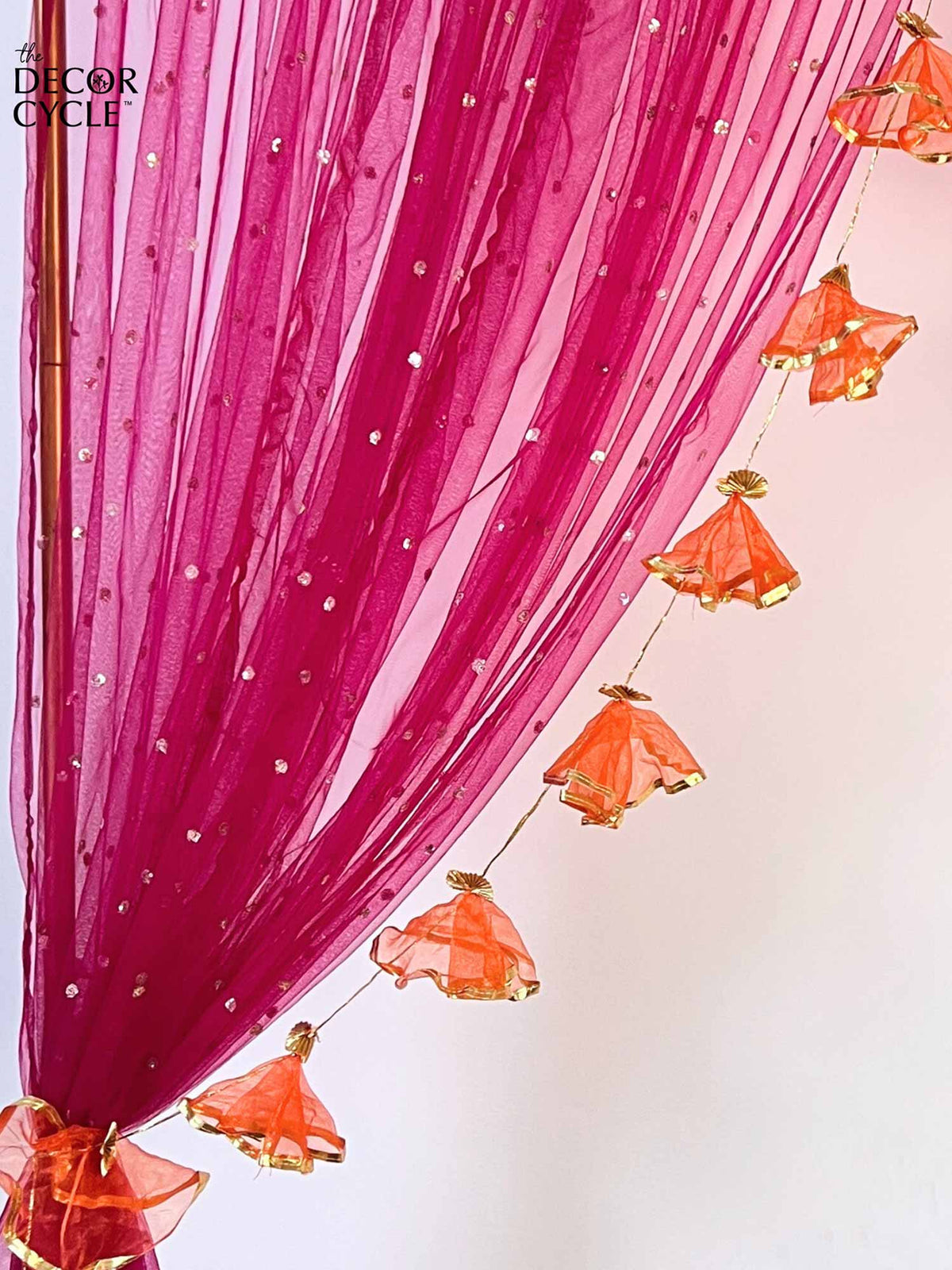 Pink Drape with Orange Tissue Tassels Set - The Decor Cycle
