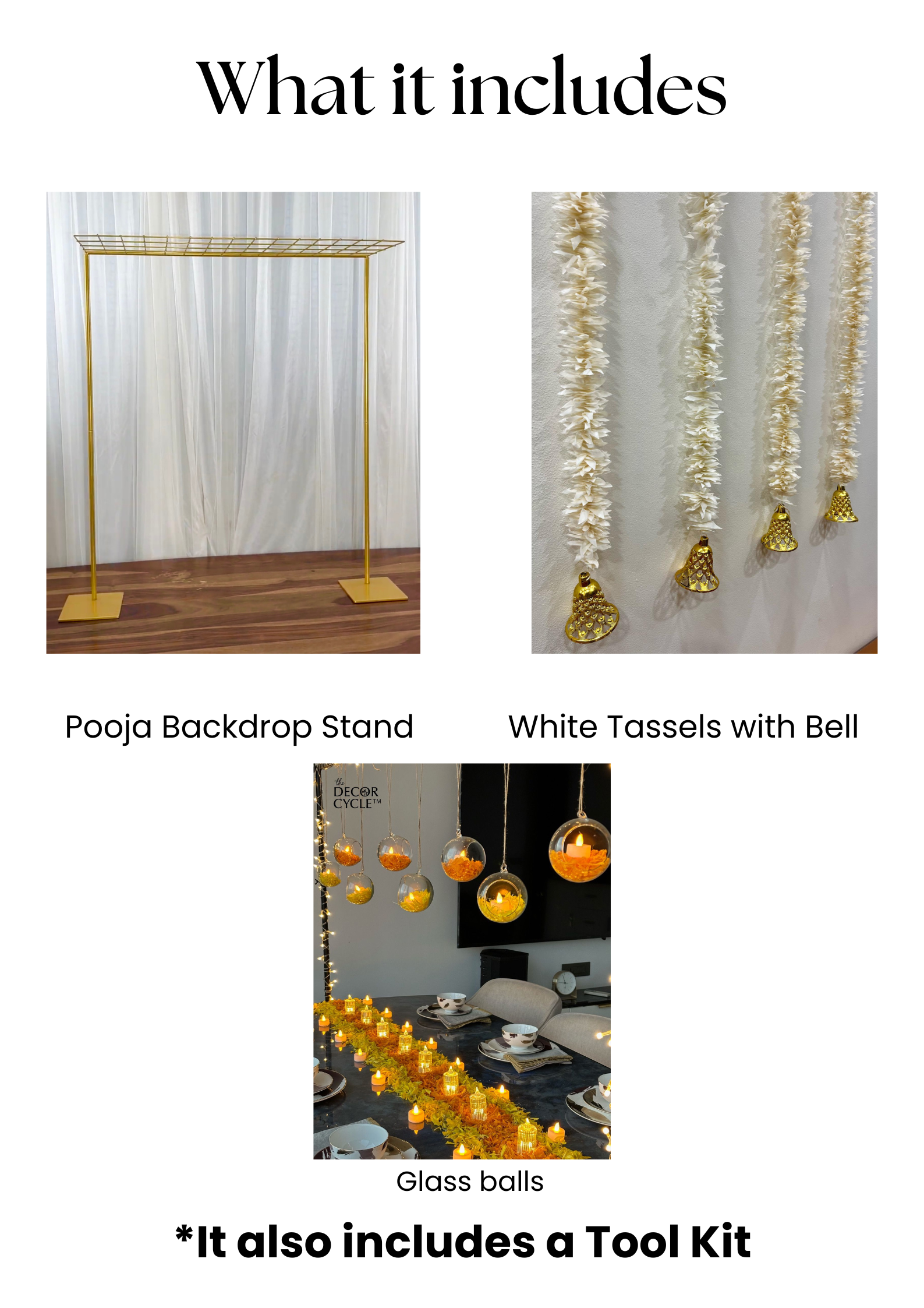 White Tassels with Glass Balls Decor Set - The Decor Cycle