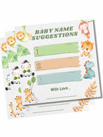 Safari Theme Baby Shower Name Suggestions Cards - The Decor Cycle