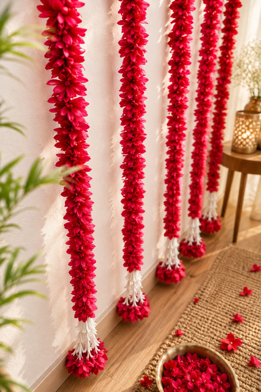 Dark Pink Floral Tassels