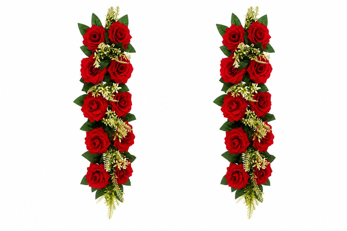 Red Rose Artificial Floral Garland- Set of 2