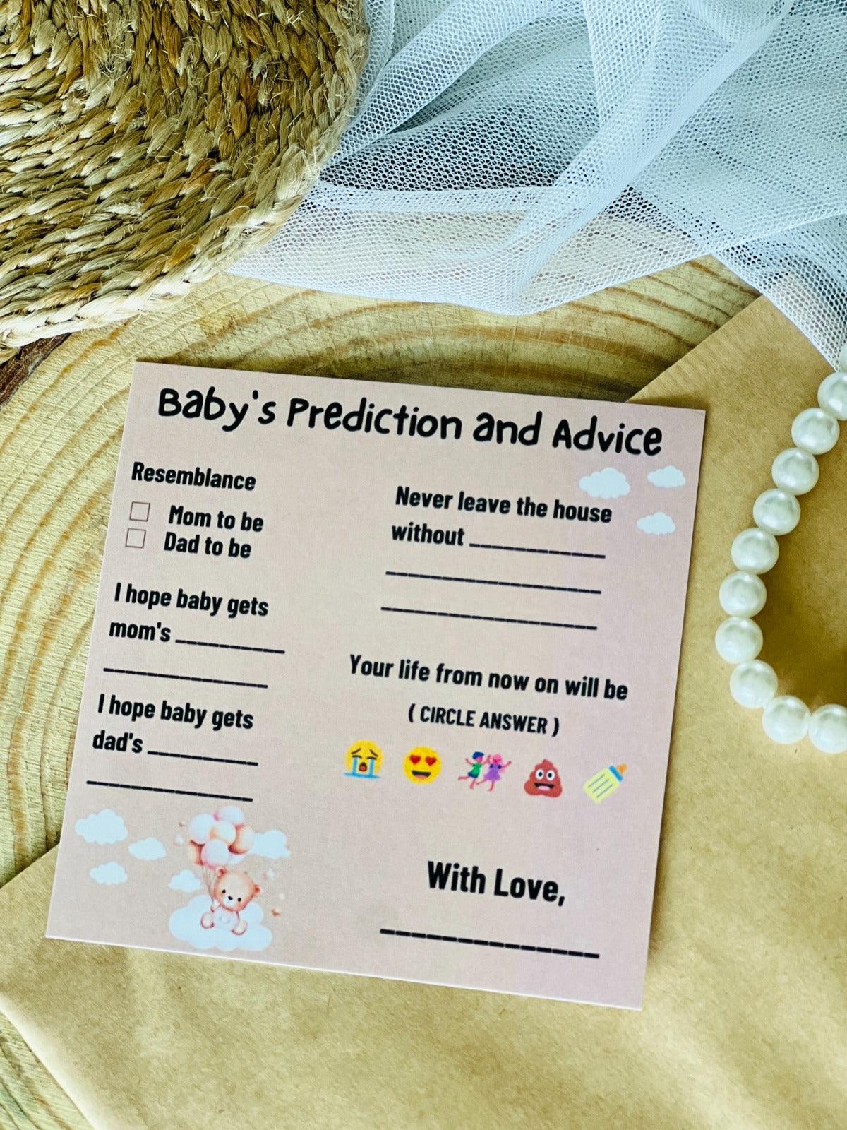 Baby's Prediction and Advice Cards, Teddy Bear Theme - The Decor Cycle