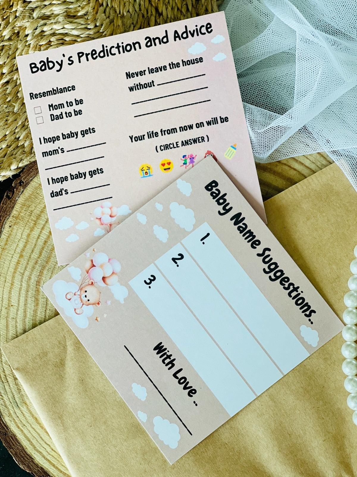 Baby Name Suggestion and Baby Advice And Prediction Cards, Teddy Bear Theme - The Decor Cycle