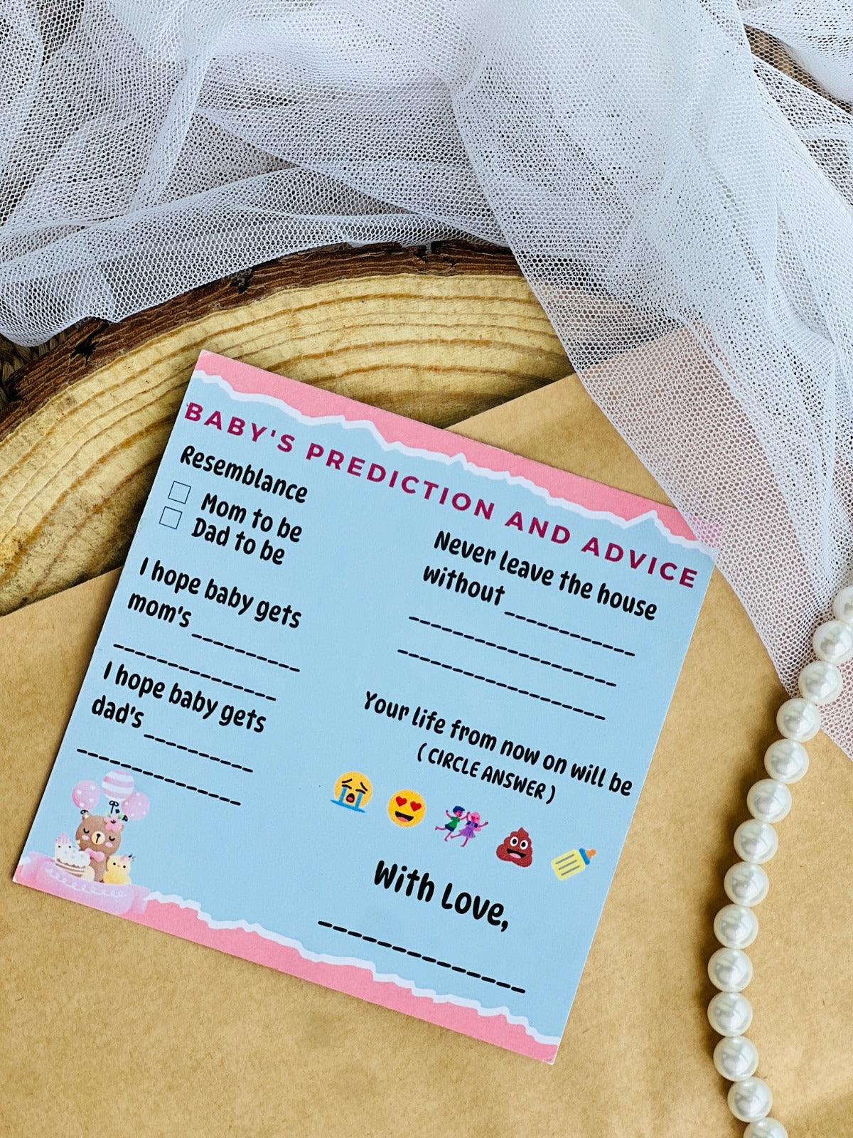 Baby's Prediction and Advice Cards, Blue and Pink Theme - The Decor Cycle